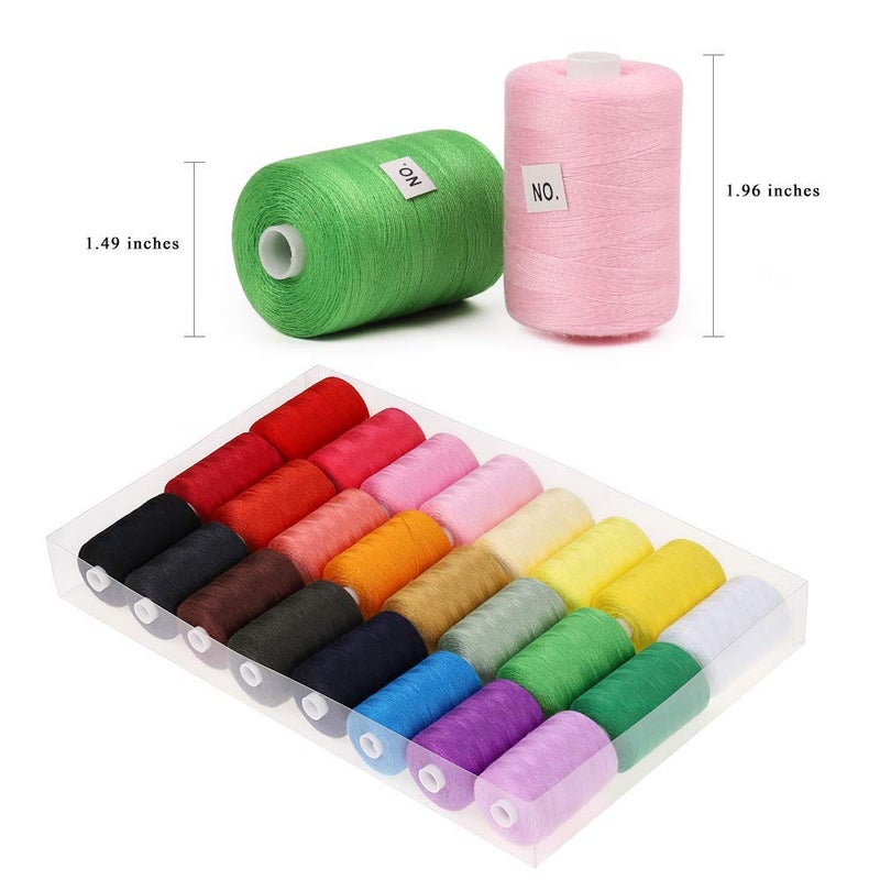 NEX طقم خيوط خياطة NEX 24 قطعة، 1000 ياردة لكل بكرة خيط، مجموعة متنوعة من 24 لون من خيوط البوليستر لخياطة الآلة، الخياطة اليدوية والتطريز - Image 3